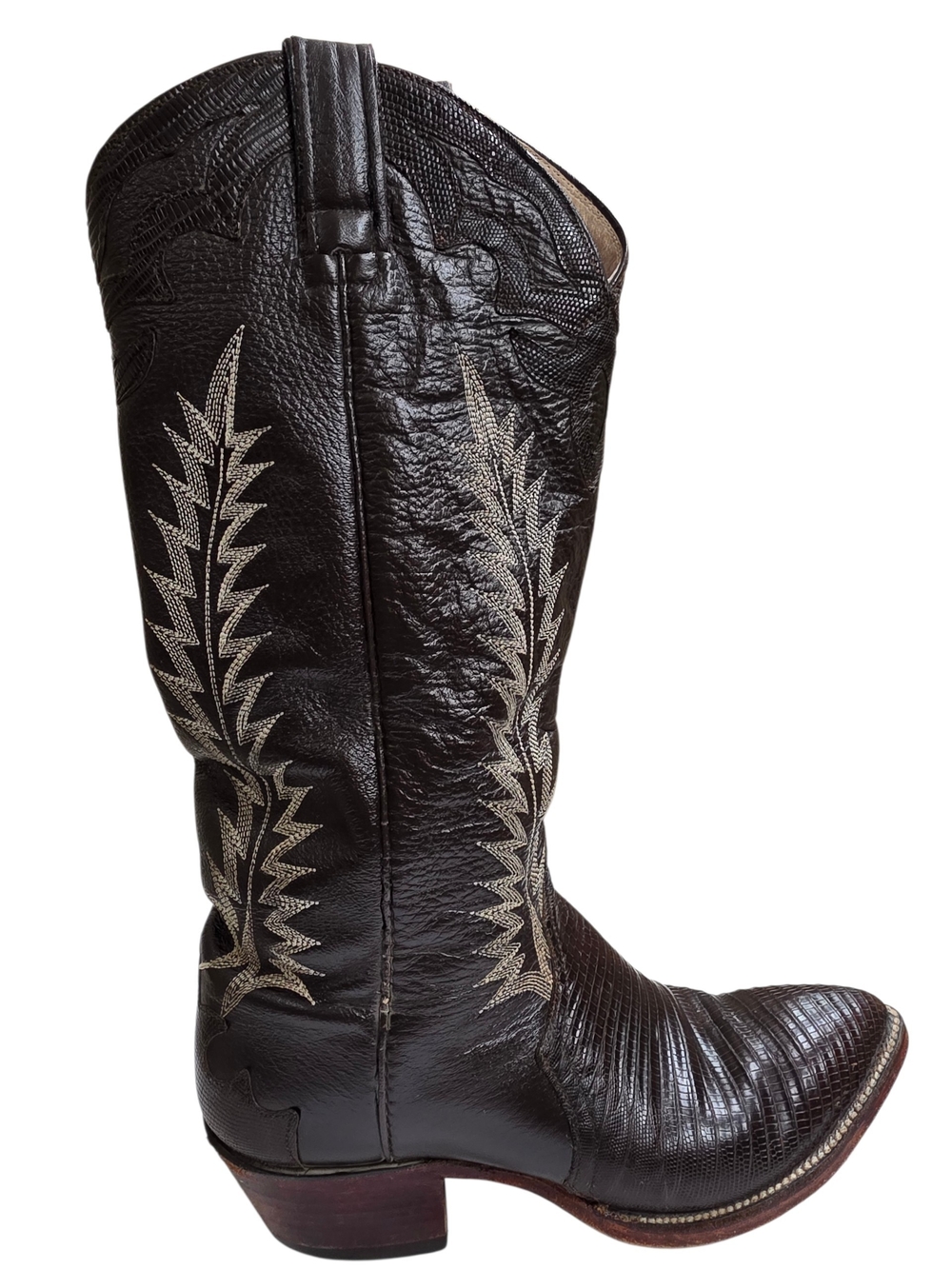 Cowtown Western Cowboy Boots Dark brown Exotic Teju Lizard women size 6.5 B Vint